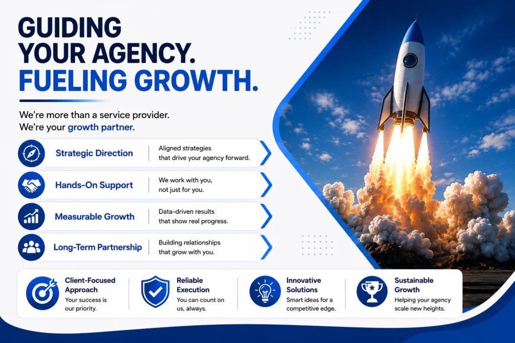 GUIDING YOUR AGENCY. FUELING GROWTH. We're more than a service provider. Image