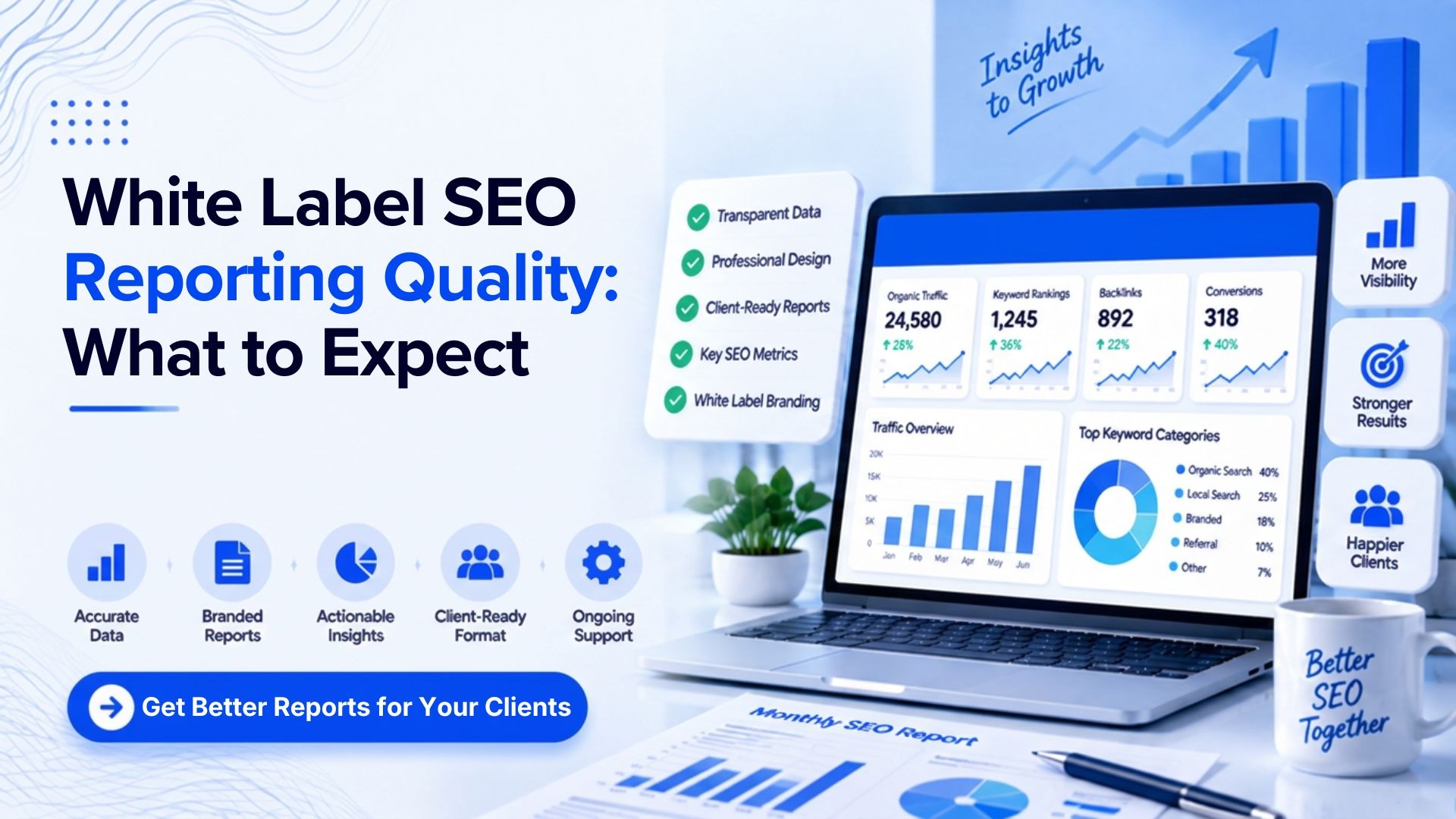 White label SEO reporting quality and monthly performance report